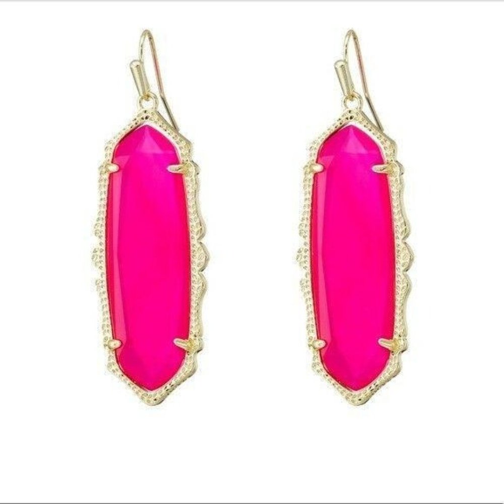 Kendra Scott Pink Agate Francie Drop Gold Earrings